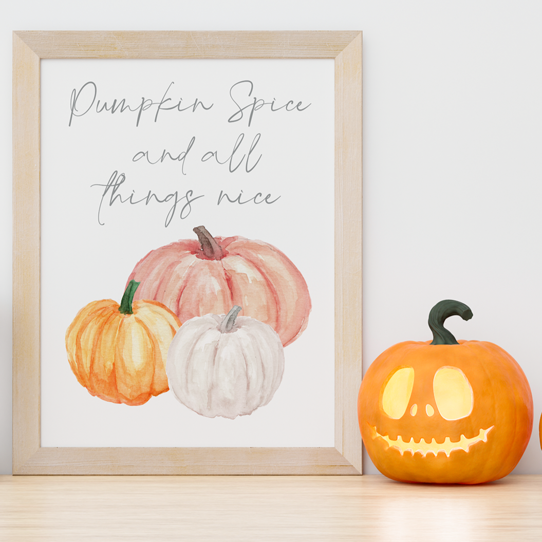 watercolor pumpkin spice and everything nice, watercolor pumpkin